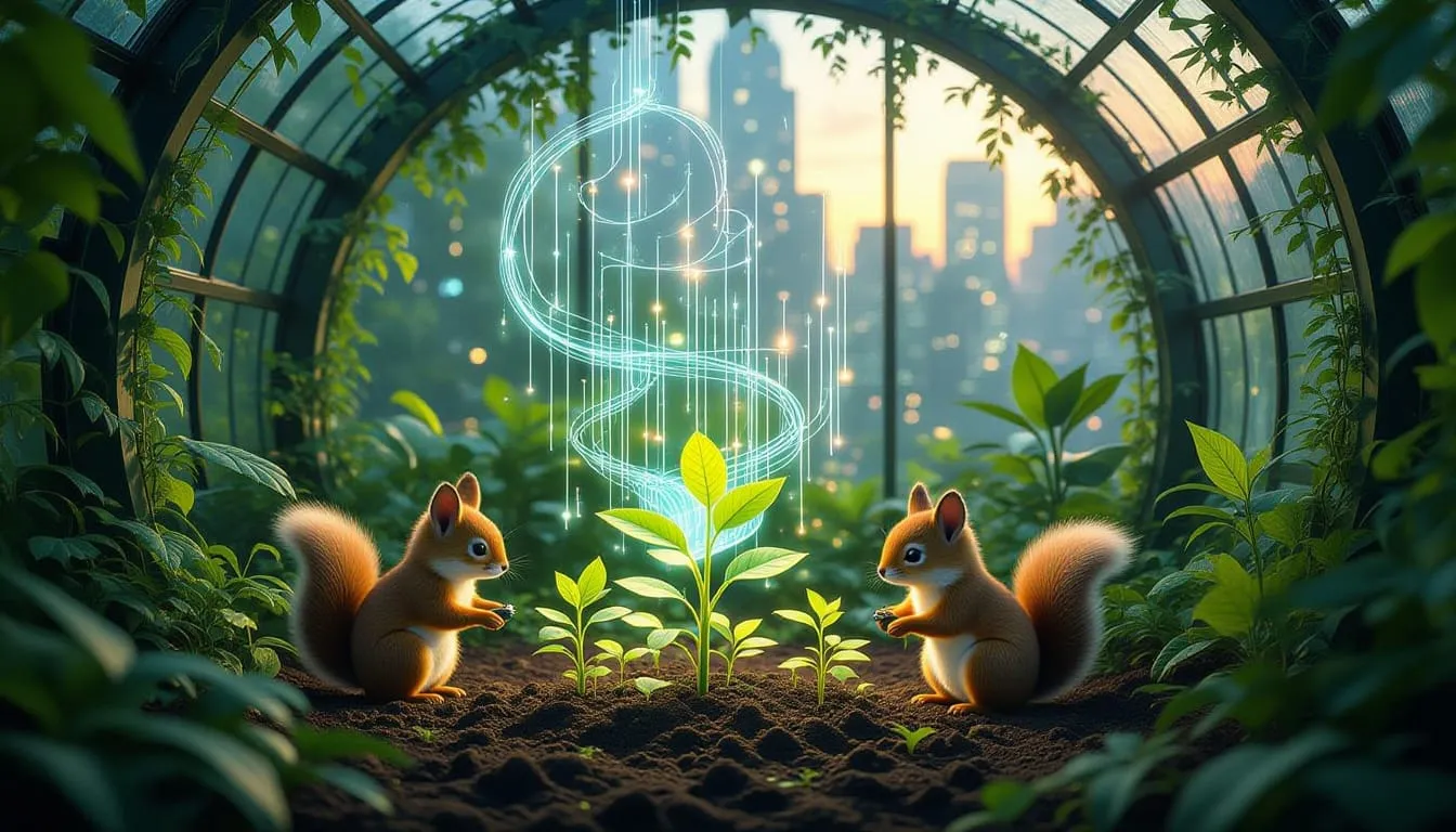 A greenhouse in a city scape.